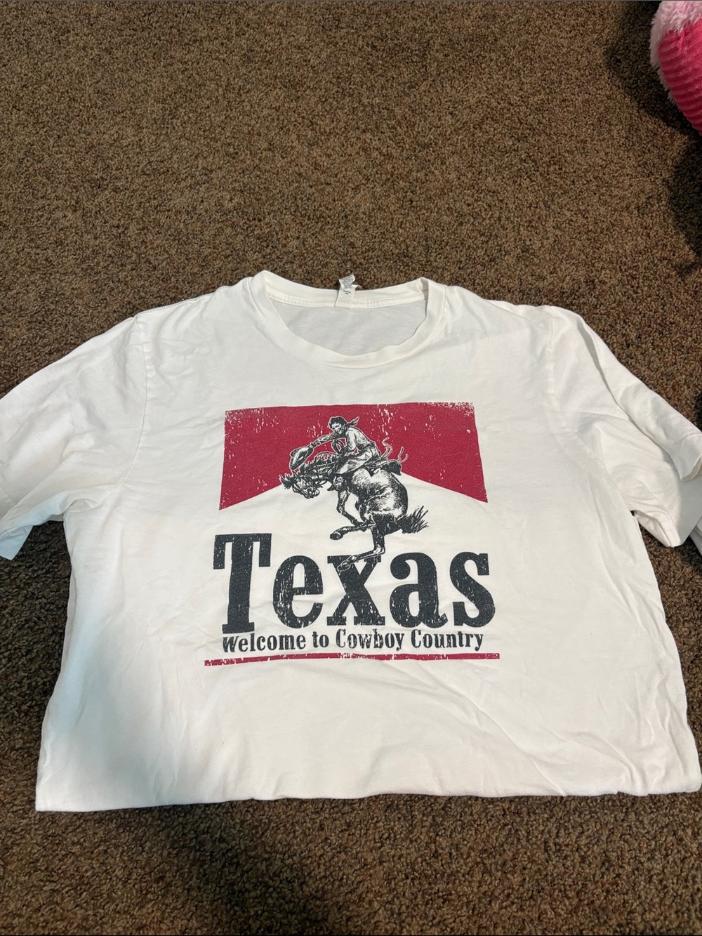Unbranded White Short Sleeve Tee with Red Graphic Texas Print